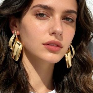 New! Gold Swirl Statement Earrings (3024) NWOT